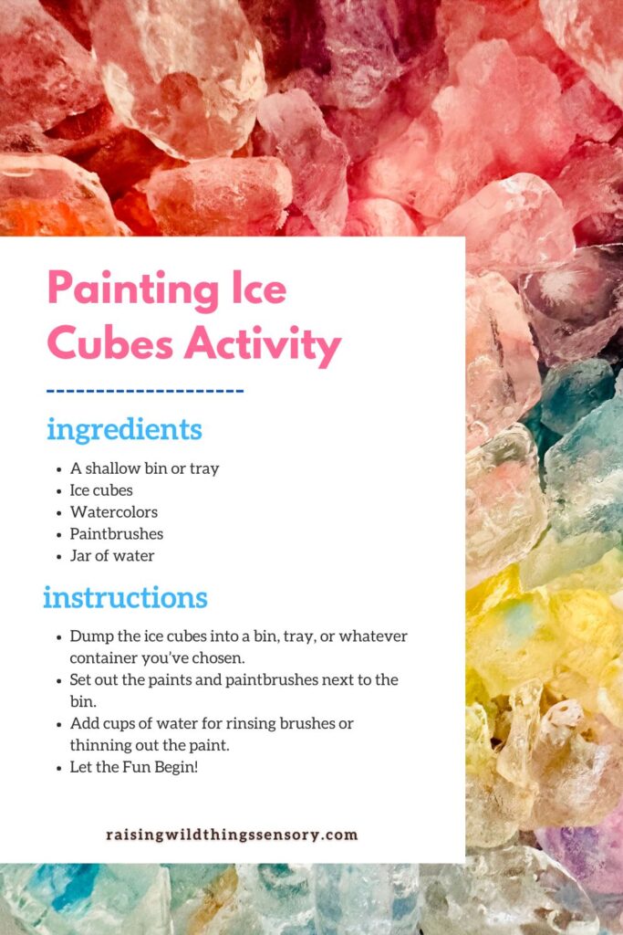 Painting Ice Cubes recipe card.