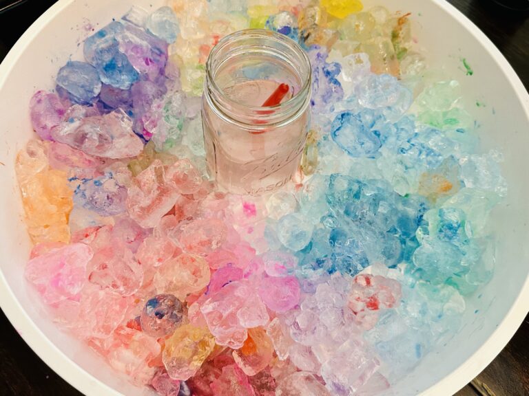 Awesome Painting Ice Cubes Sensory Bin Activity