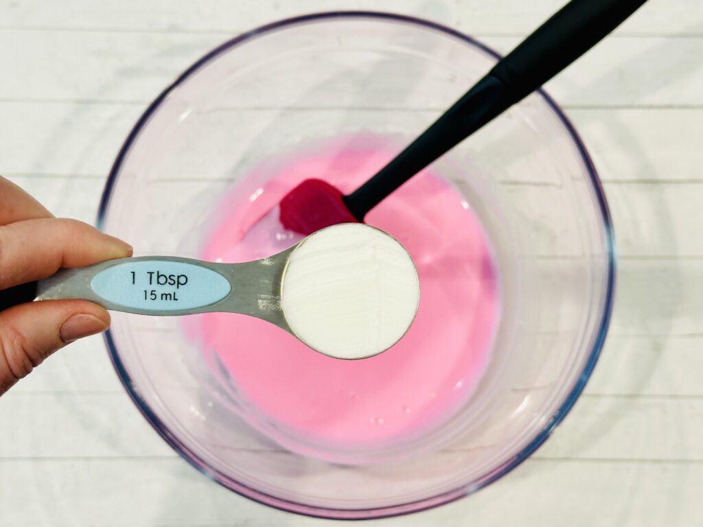 Adding baking soda to the glue mixture