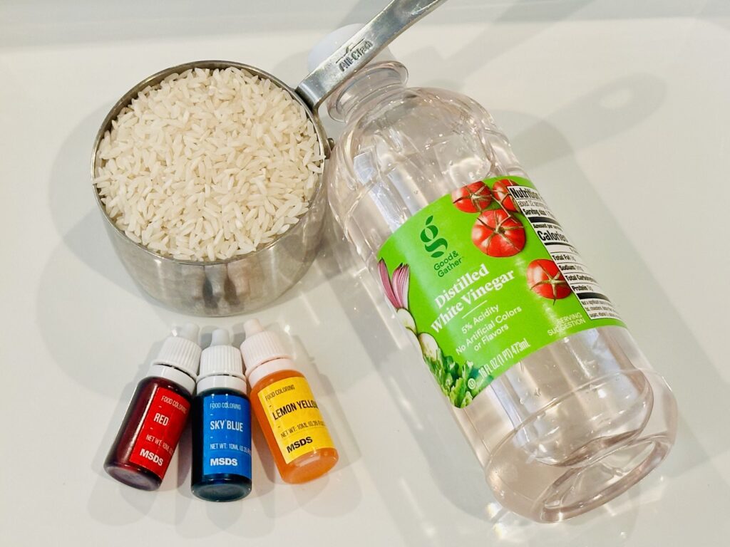 Ingredients to make colored rice