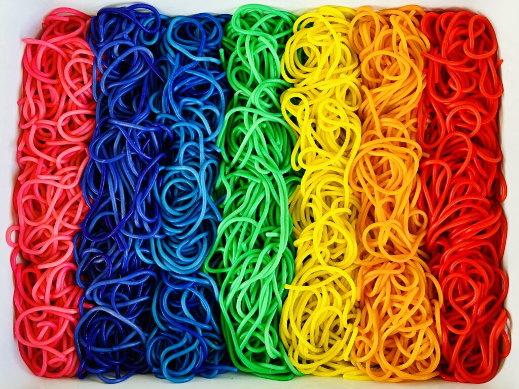 How To Make Rainbow Spaghetti Noodles For Sensory Play