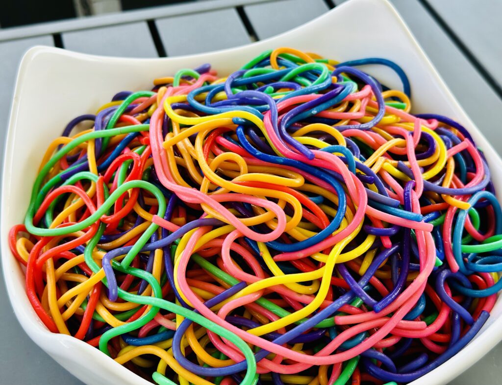 How To Make Rainbow Spaghetti Noodles For Sensory Play