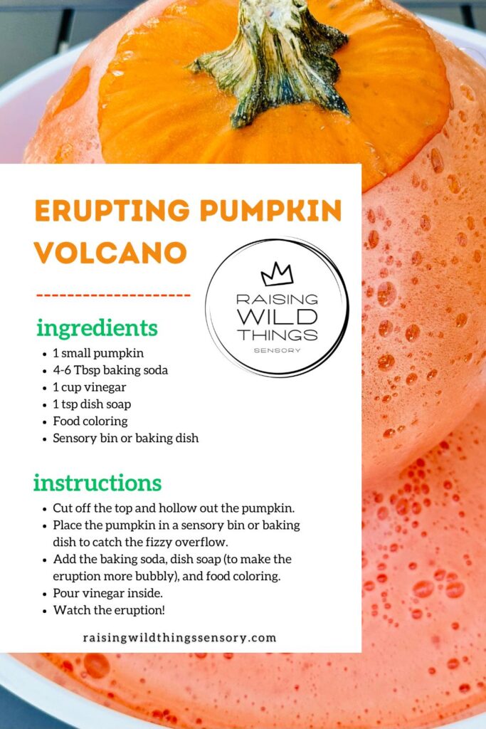 Erupting Pumpkin Volcano Recipe Card.