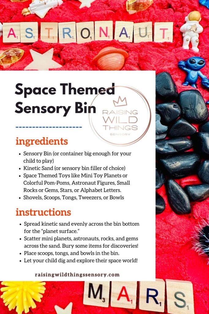 Space Themed Sensory Bin Recipe Card