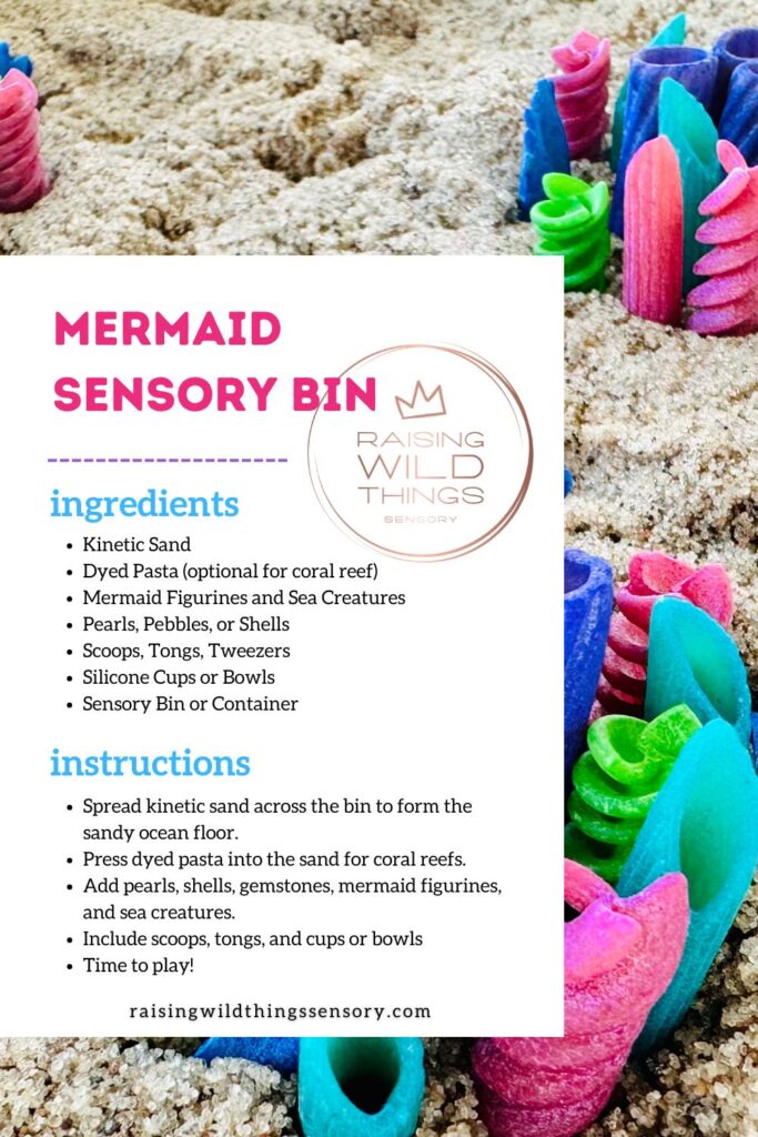 Mermaid sensory bin recipe card