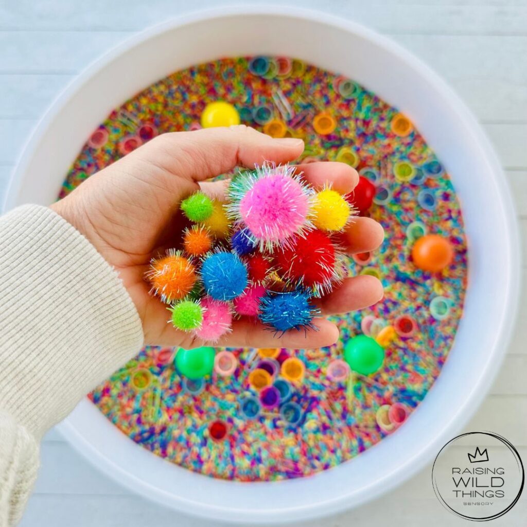 How To Make A Magnet Sensory Bin Using Rainbow Rice