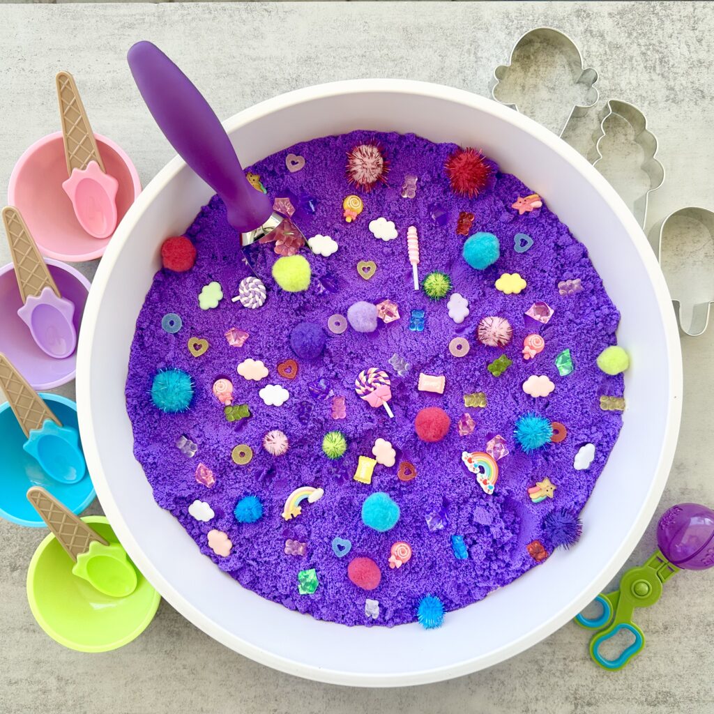 How To Make A DIY Kinetic Sand Ice Cream Sensory Bin
