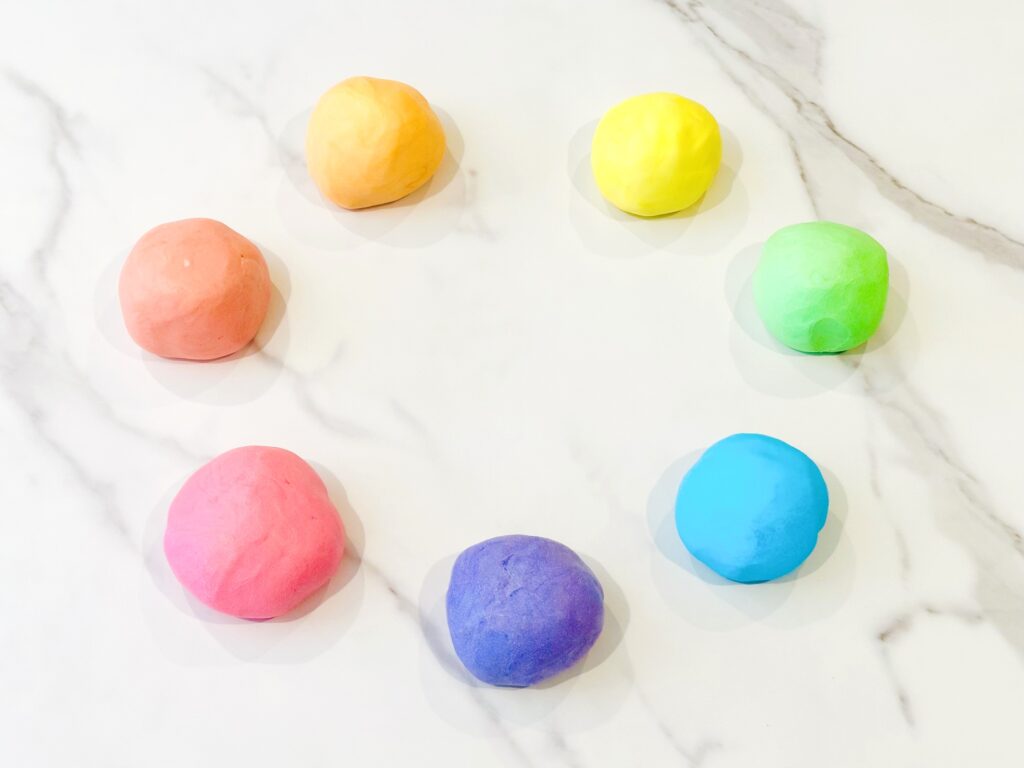 Colored cloud dough balls