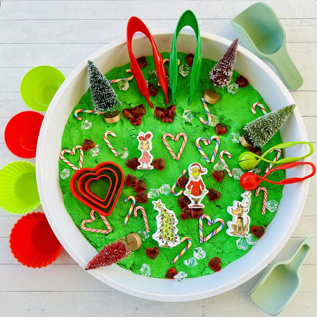 How to Create a Christmas Grinch Sensory Bin