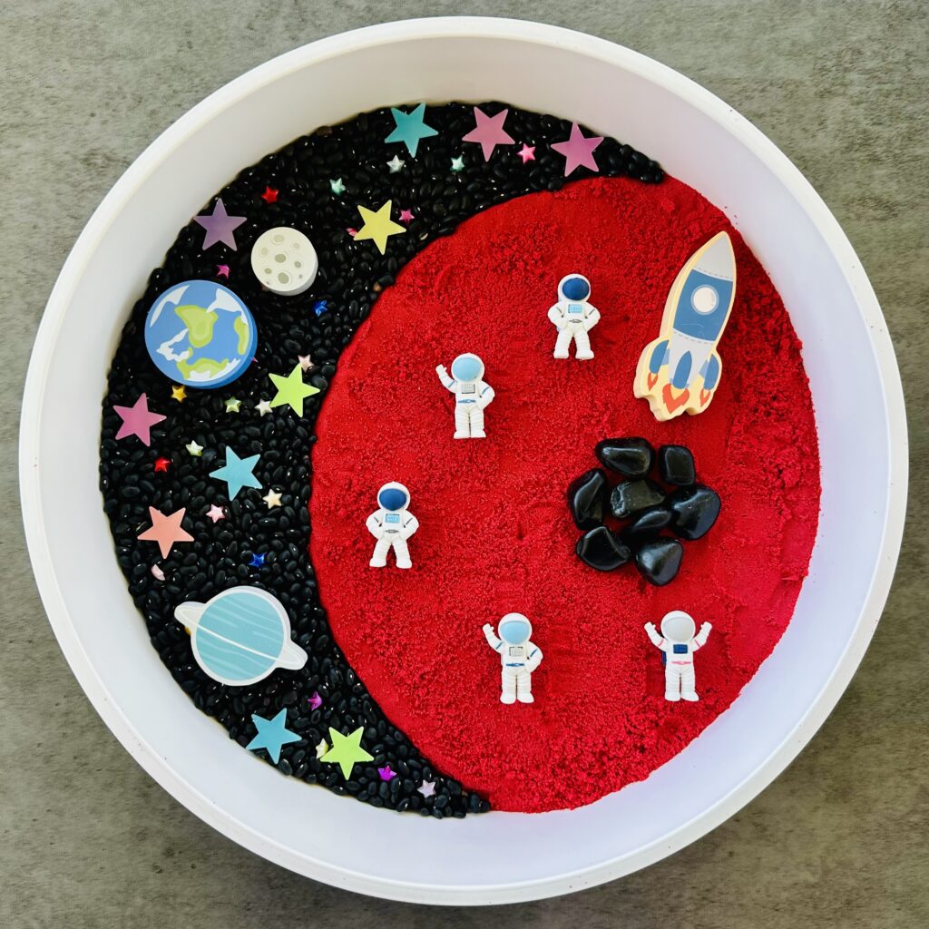 How To Make A DIY Kinetic Sand Space Sensory Bin