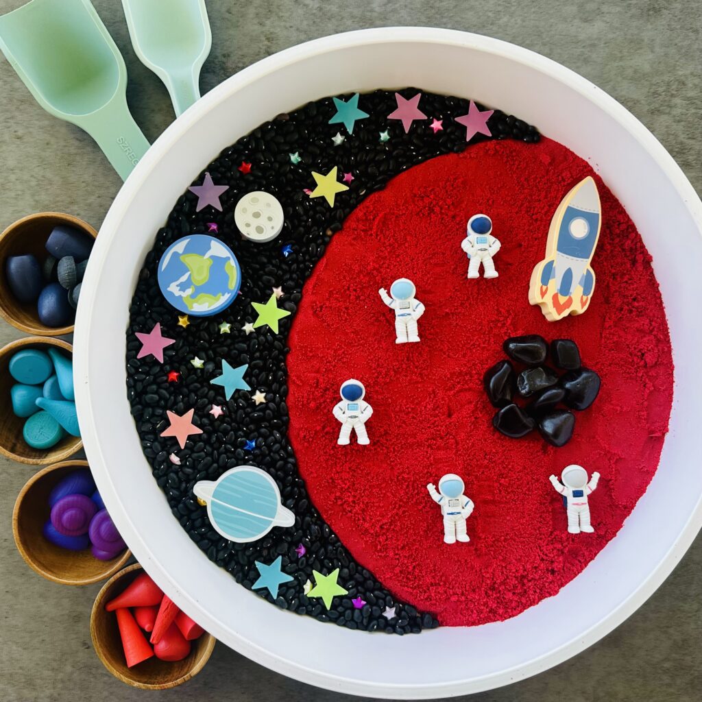 How To Make A DIY Kinetic Sand Space Sensory Bin