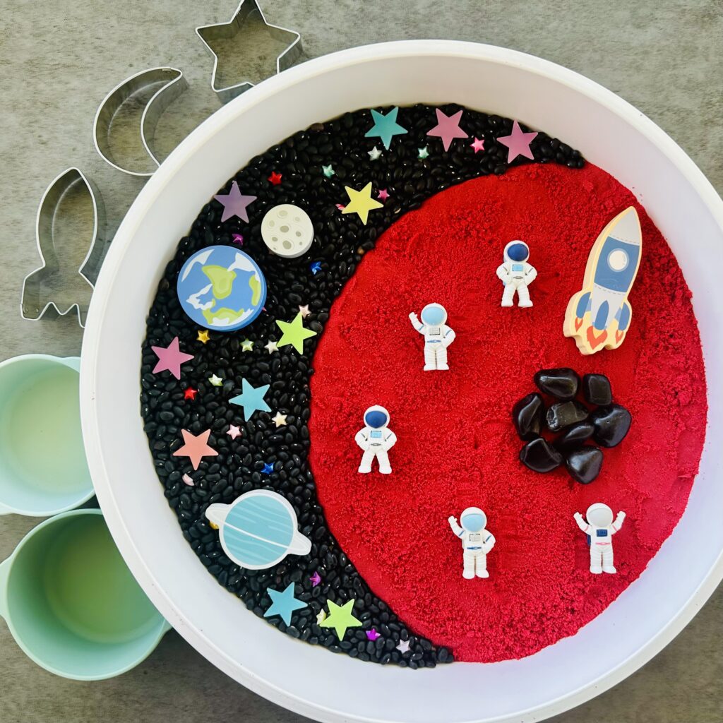 How To Make A DIY Kinetic Sand Space Sensory Bin