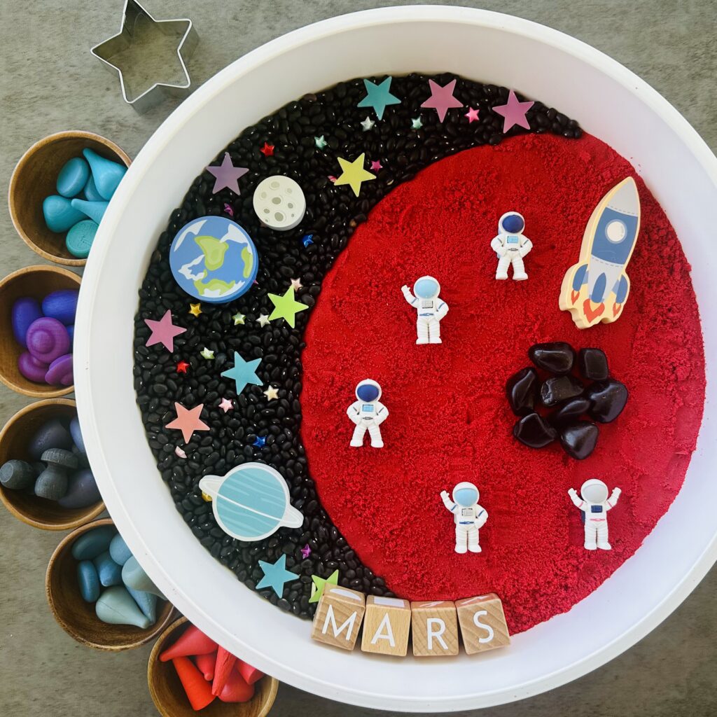 How To Make A DIY Kinetic Sand Space Sensory Bin