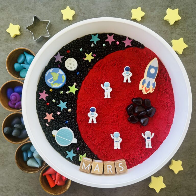 How To Make A DIY Kinetic Sand Space Sensory Bin