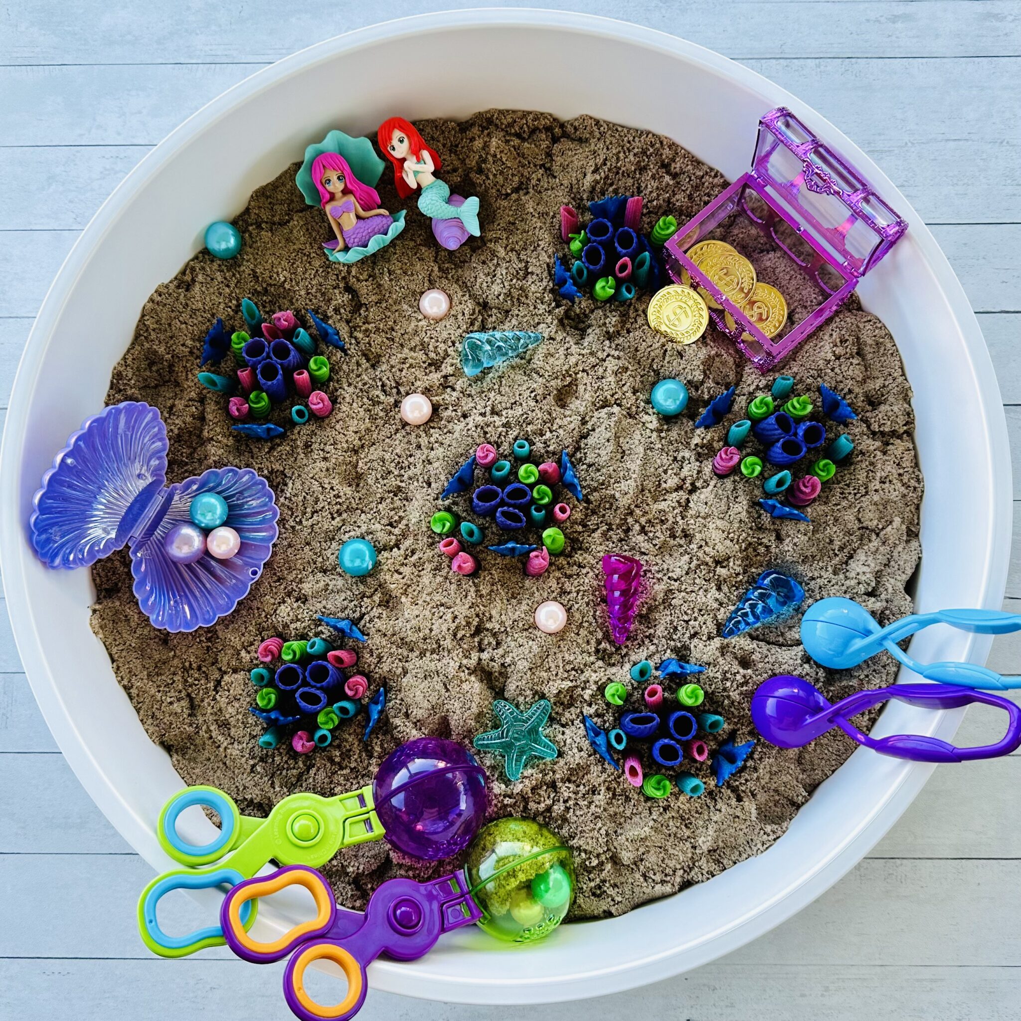 How To Make a DIY Mermaid Sensory Bin - Raising Wild Things Sensory