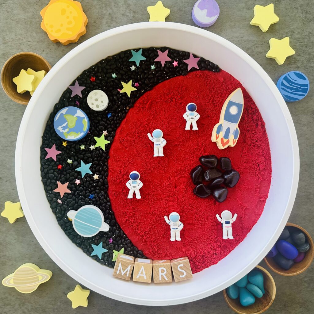 How To Make A DIY Kinetic Sand Space Sensory Bin