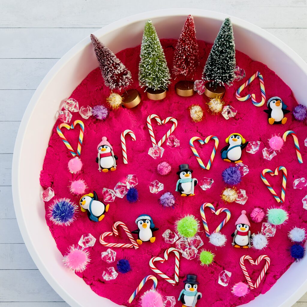 How To Make A Whimsical Christmas Penguin Sensory Bin