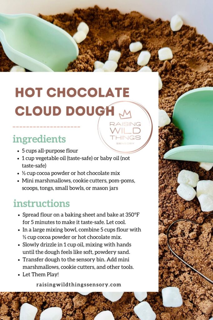 Hot Chocolate Cloud Dough Recipe Card