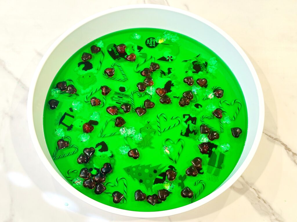 The BEST Jello Christmas Grinch Sensory Bin