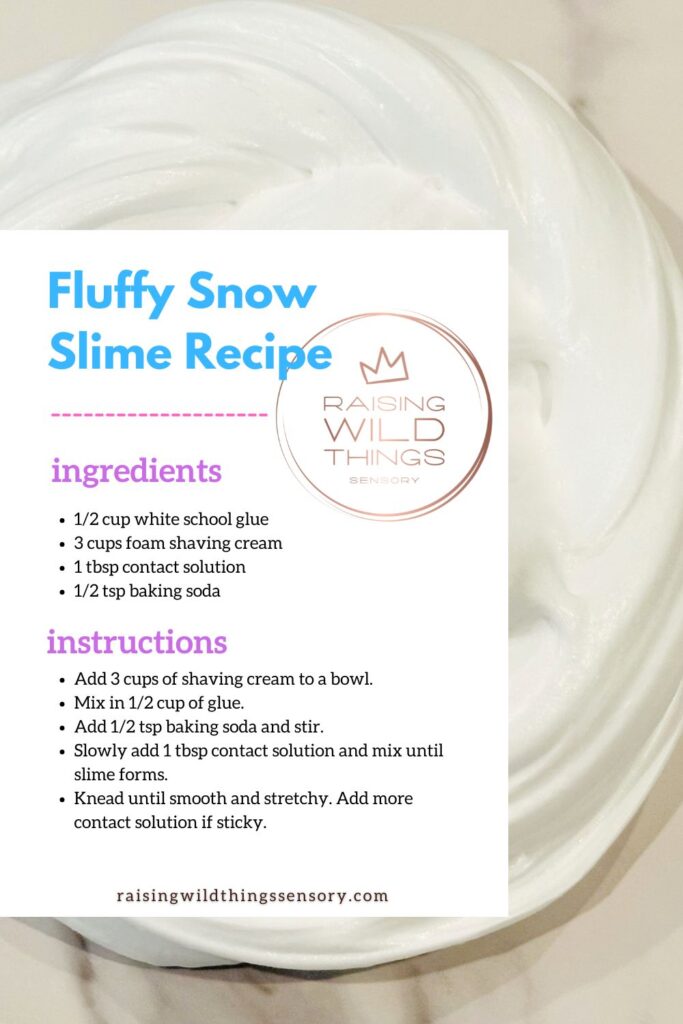 Fluffy Snow Slime Recipe Card