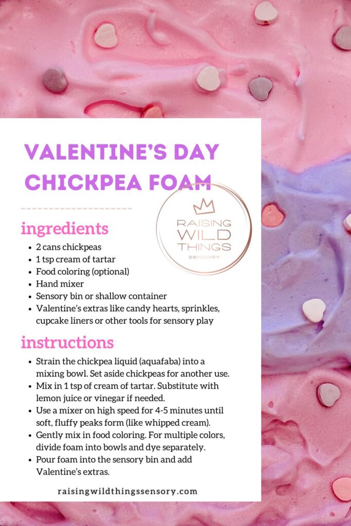 Valentine’s Day Chickpea Sensory Foam Recipe Card