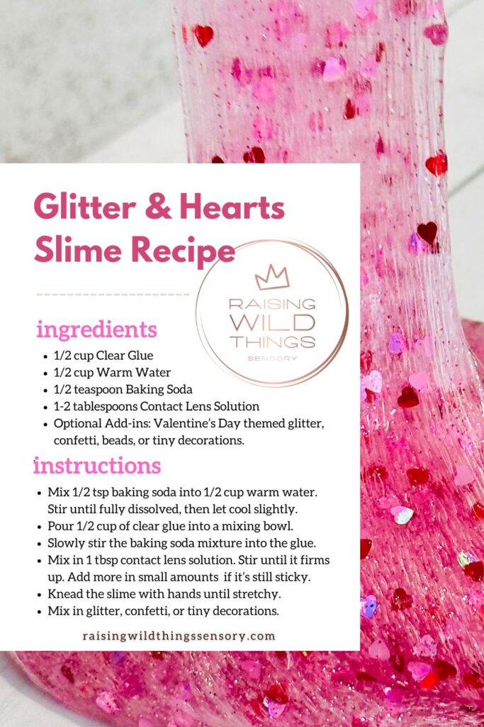 Glitter & Hearts Valentine's Day Slime Recipe Card