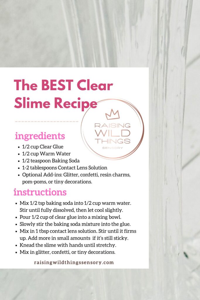 The Best Clear Slime Recipe Card