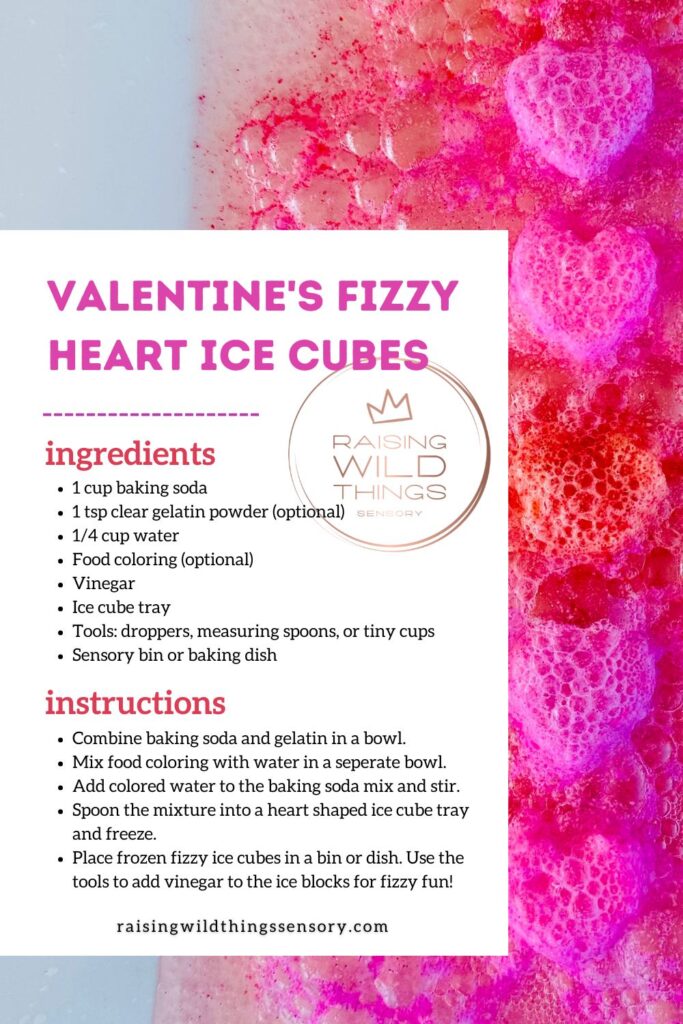 Valentine's Day Fizzy Heart Ice Cubes Recipe Card