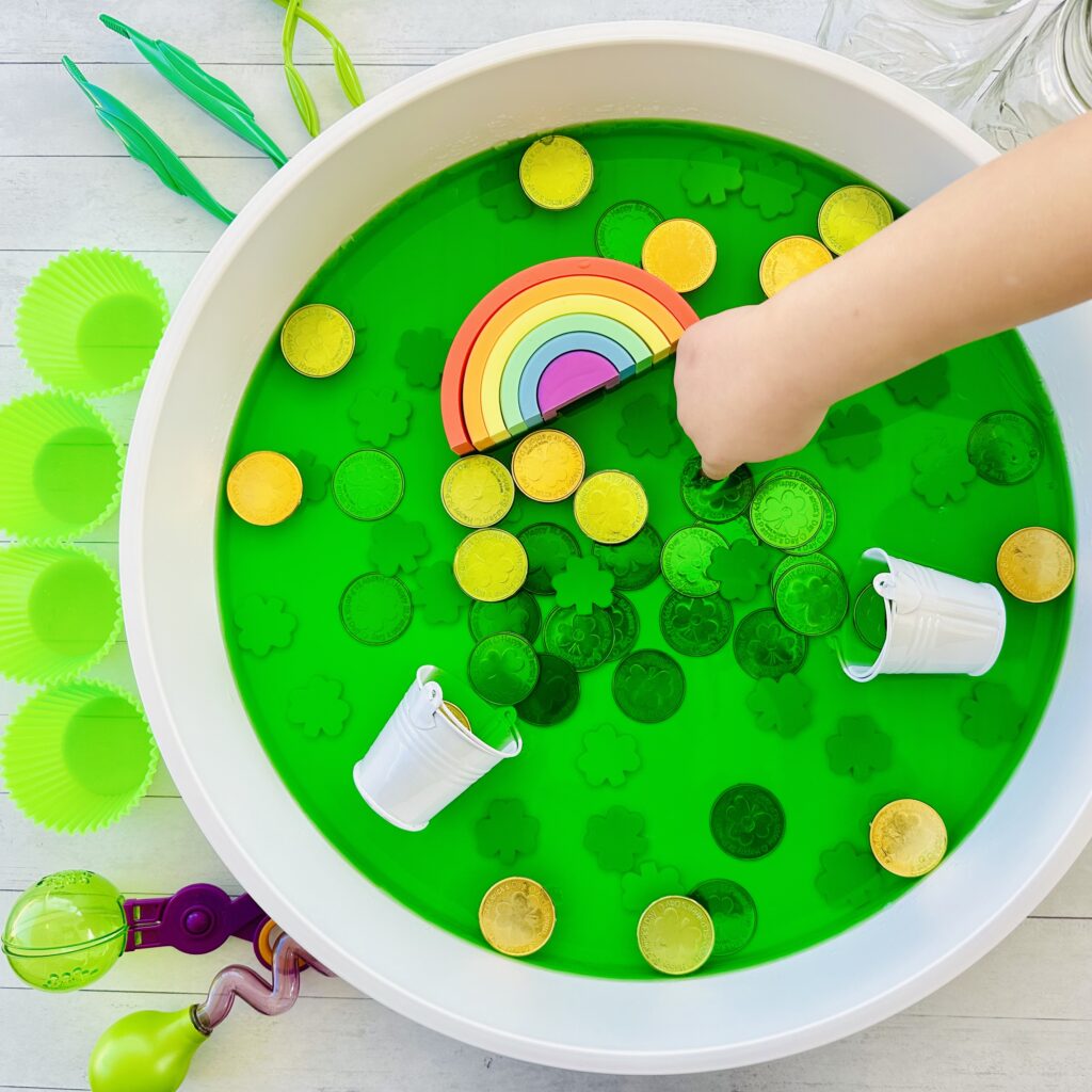 The BEST St. Patrick's Day Jello Sensory Bin