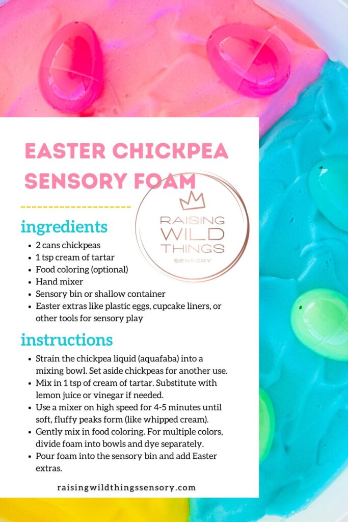 Easter Chickpea Sensory Foam Recipe Card