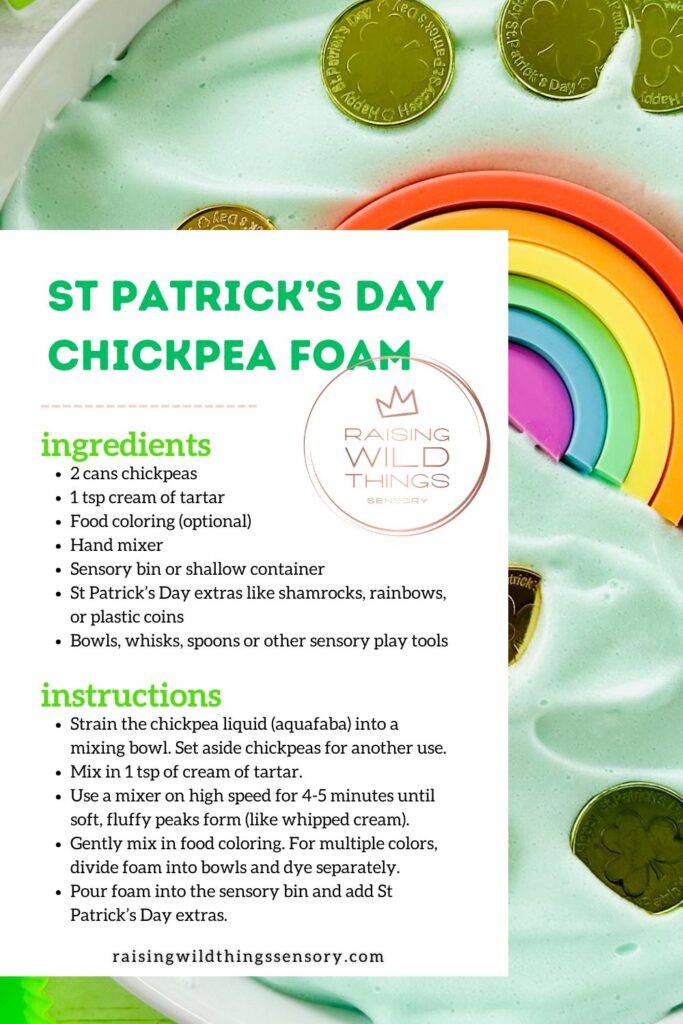 St. Patrick's Day Chickpea Sensory Foam Recipe Card