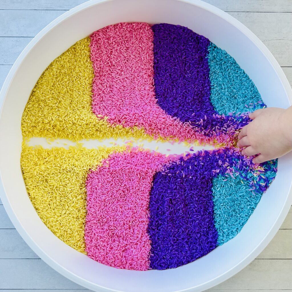 How To Make An Easter Colored Rice Sensory Bin