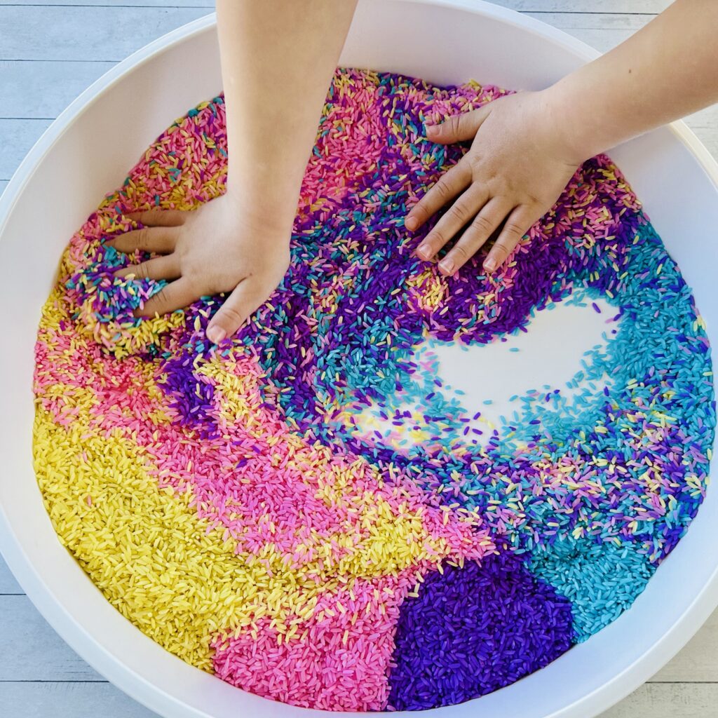 How To Make An Easter Colored Rice Sensory Bin