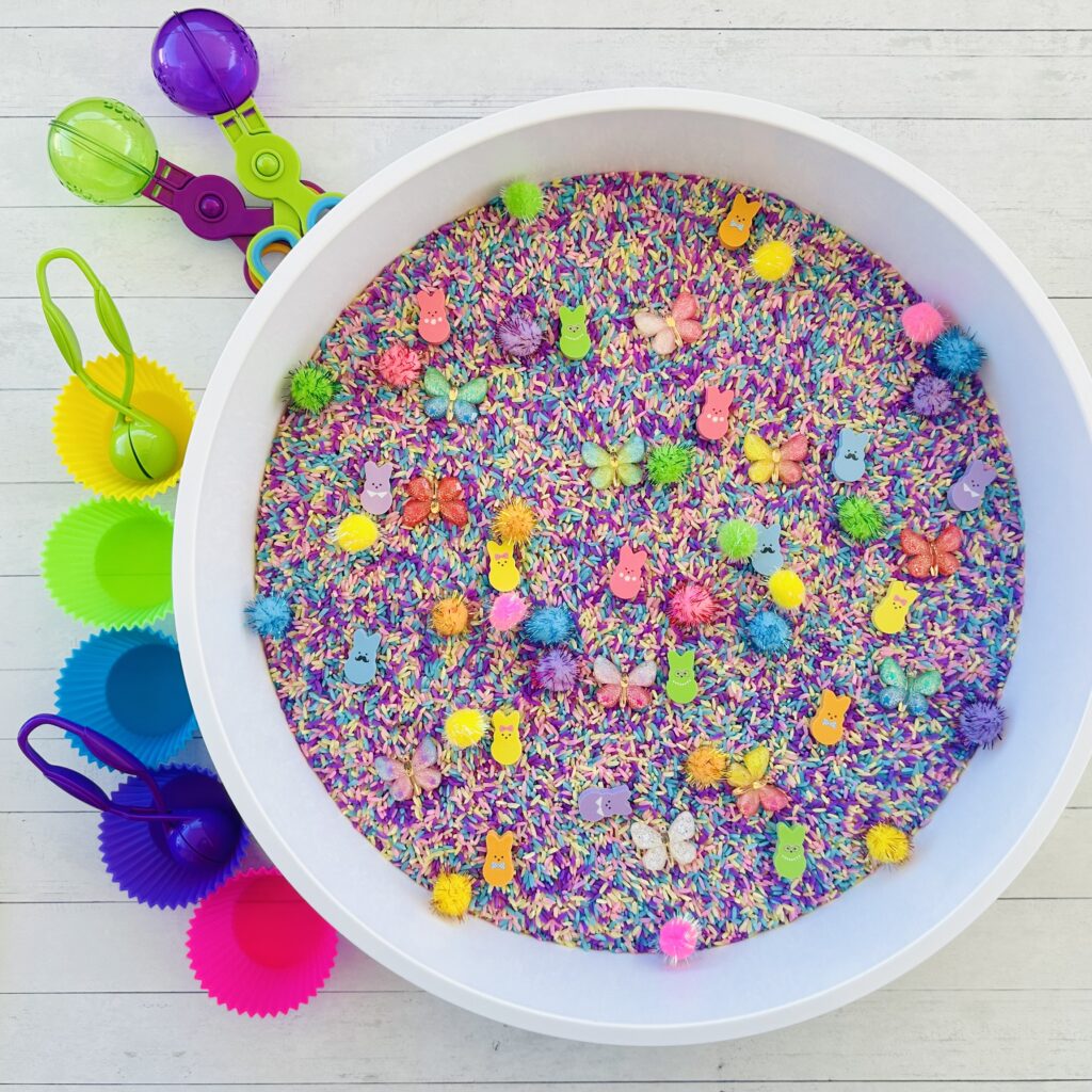 How To Make An Easter Colored Rice Sensory Bin