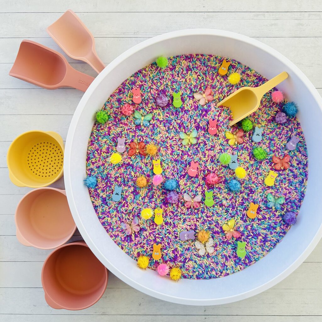 How To Make An Easter Colored Rice Sensory Bin