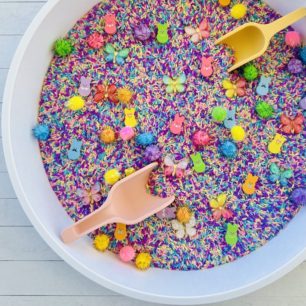 How To Make An Easter Colored Rice Sensory Bin