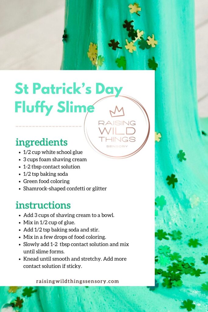 Fluffy Shamrock Slime Recipe Card