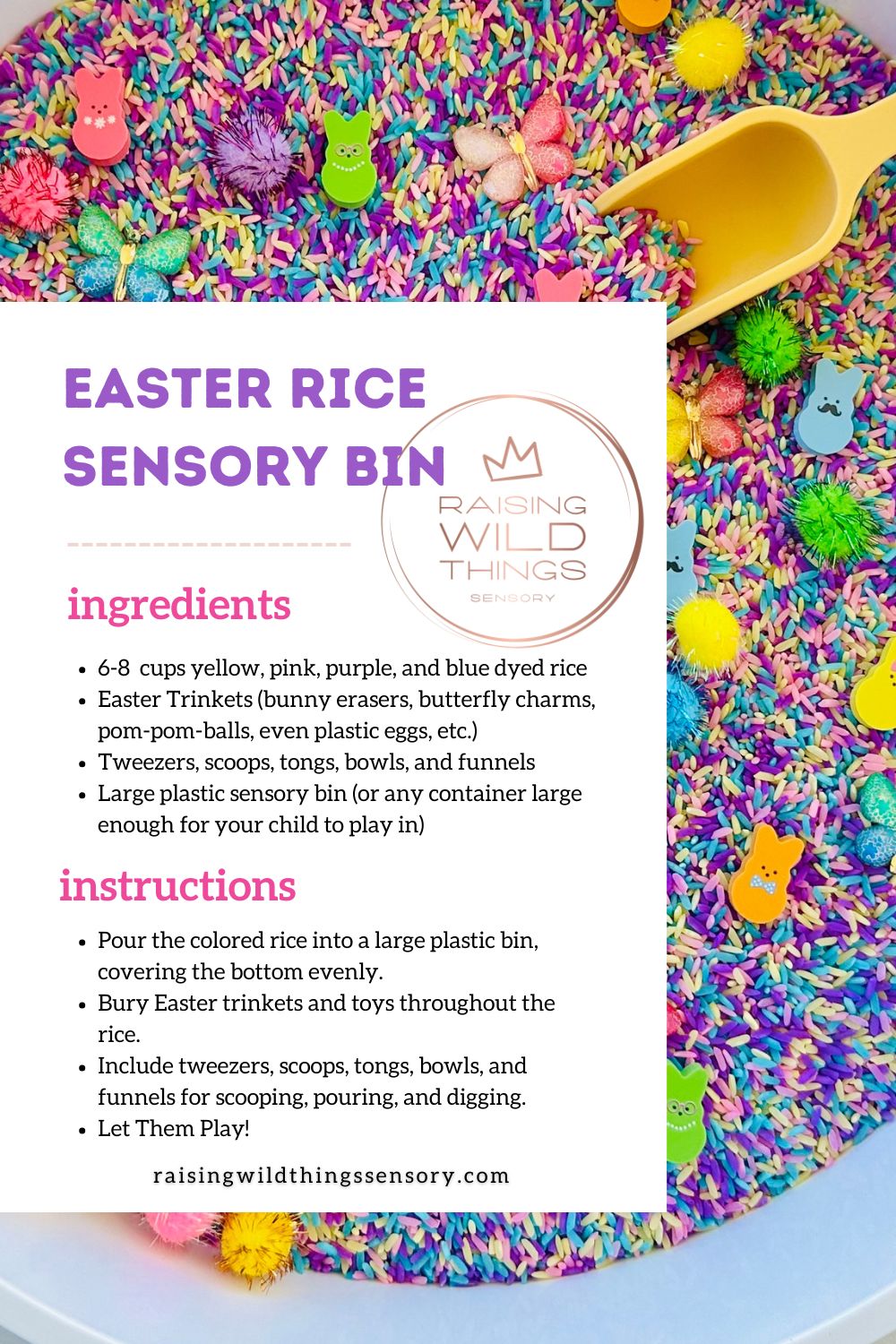 How To Make A Colored Rice Easter Sensory Bin Raising Wild Things Sensory