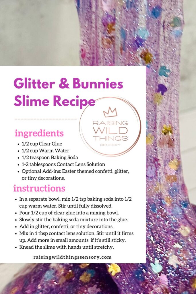 Glitter & Bunnies Easter Slime Recipe Card