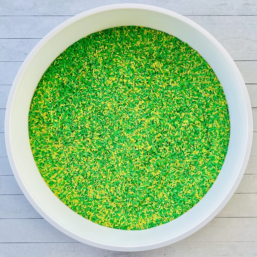 St. Patrick’s Day Colored Rice Sensory Bin Base