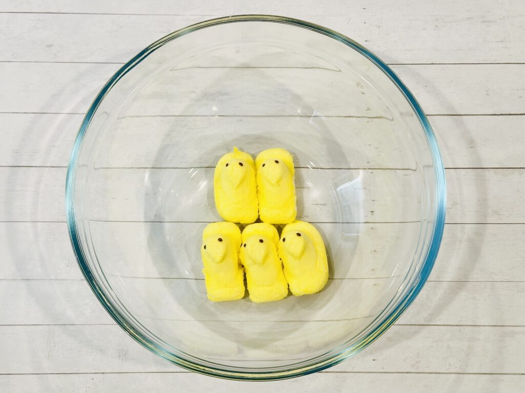 Easter Peeps in a mixing bowl