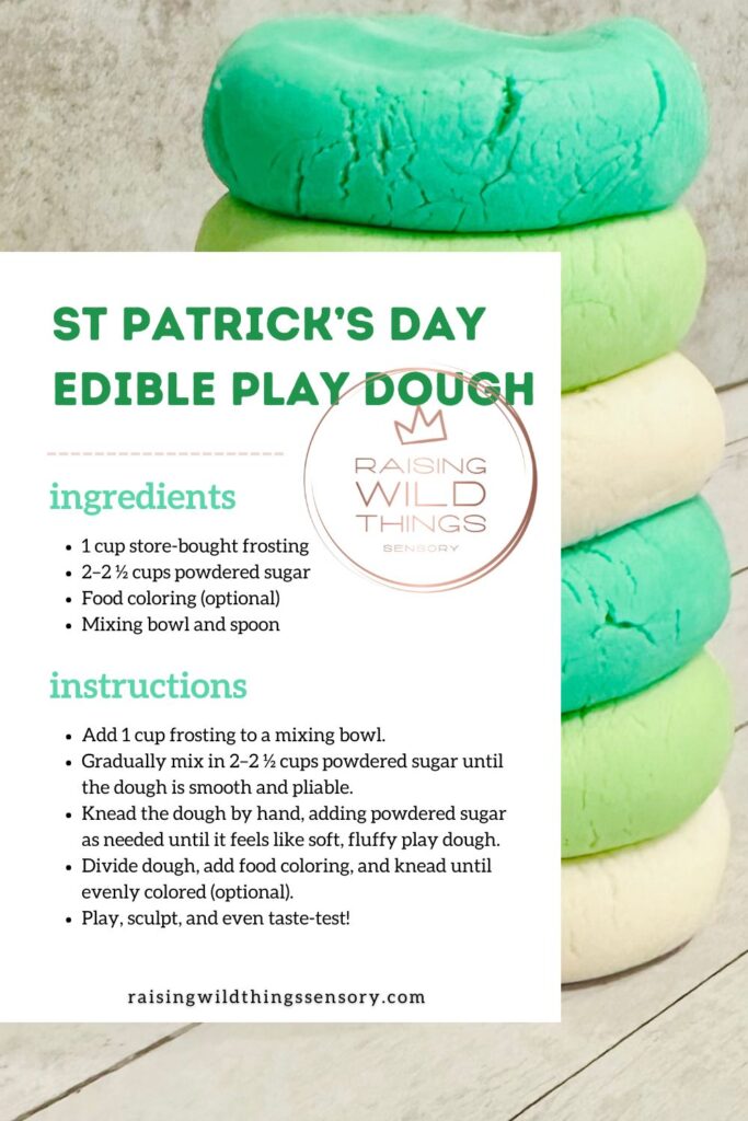 Edible St. Patrick’s Day Play Dough Recipe Card