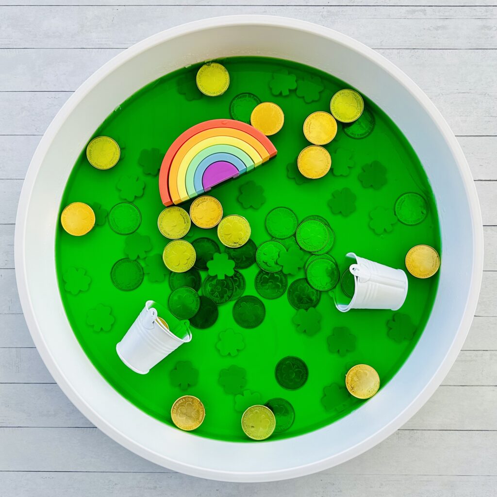 The BEST St. Patrick's Day Jello Sensory Bin