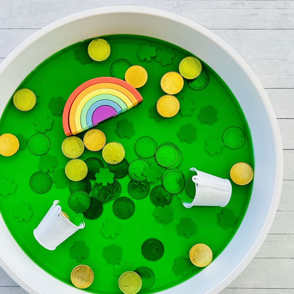 The BEST St. Patrick's Day Jello Sensory Bin