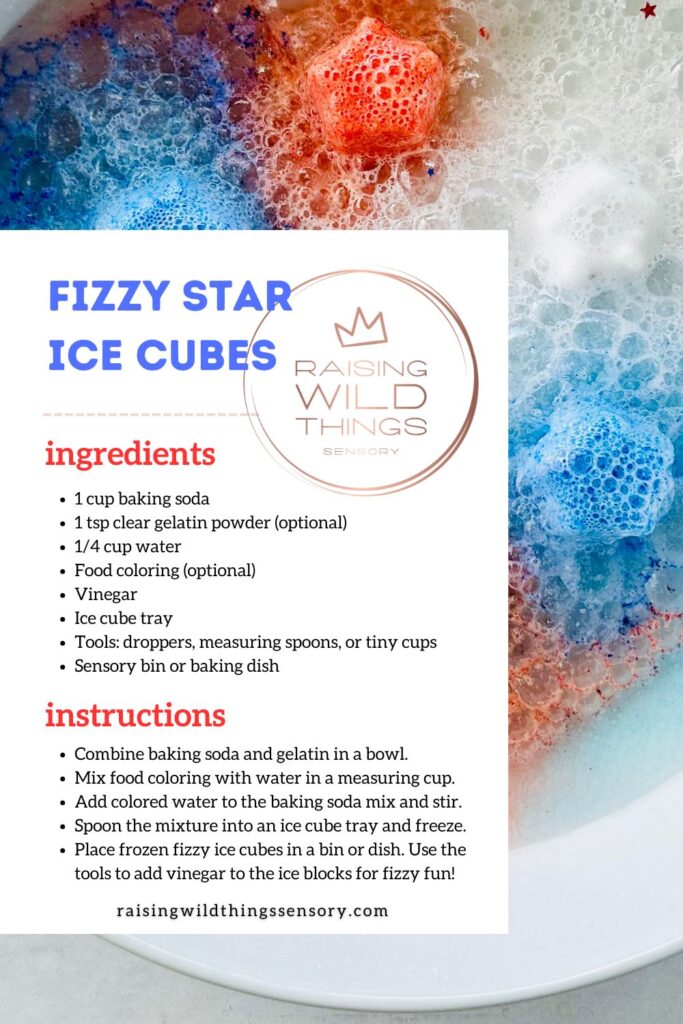 Fizzy 4th of July Star Ice Cubes Recipe Card