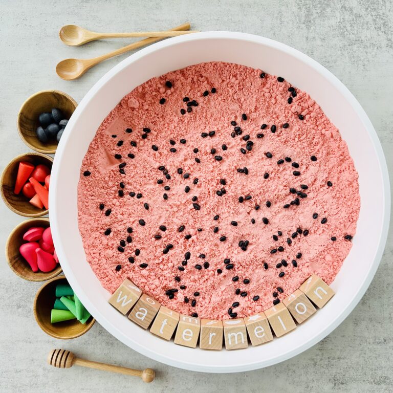 How To Make A Watermelon Moon Sand Sensory Bin