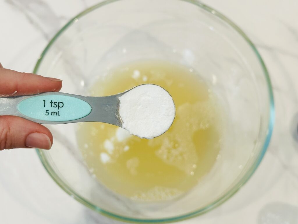 Cream of tar tar added to the chickpea liquid
