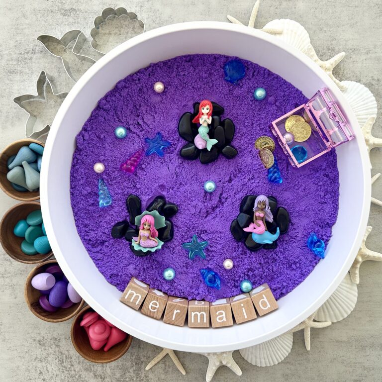How To Make A Colorful Kinetic Sand Mermaid Sensory Bin