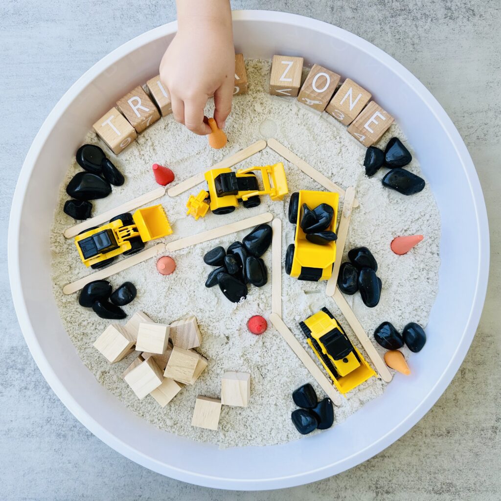How To Make A Kinetic Sand Construction Sensory Bin