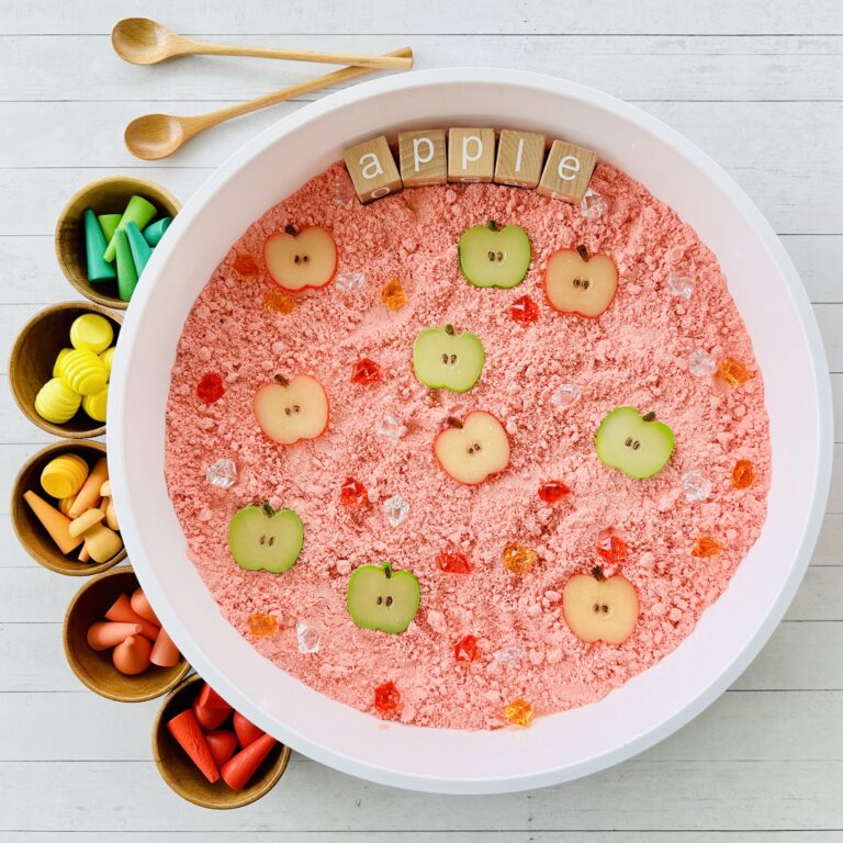 How To Make An Apple Moon Sand Sensory Bin